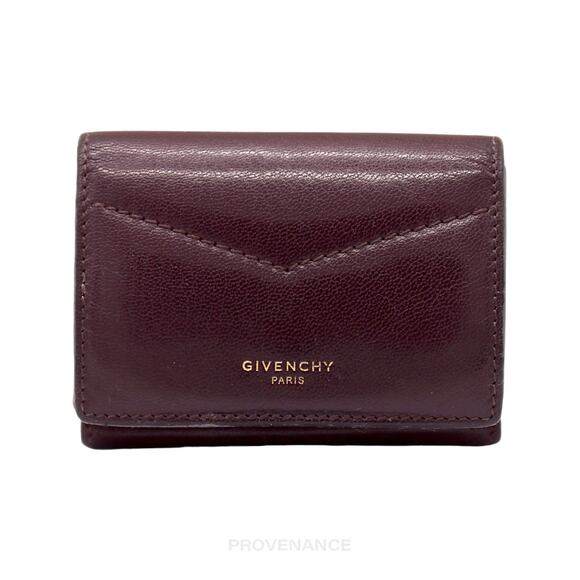 🔴 Givenchy Two Tone Trifold Wallet - Burgundy Leather - Picture 1 of 8